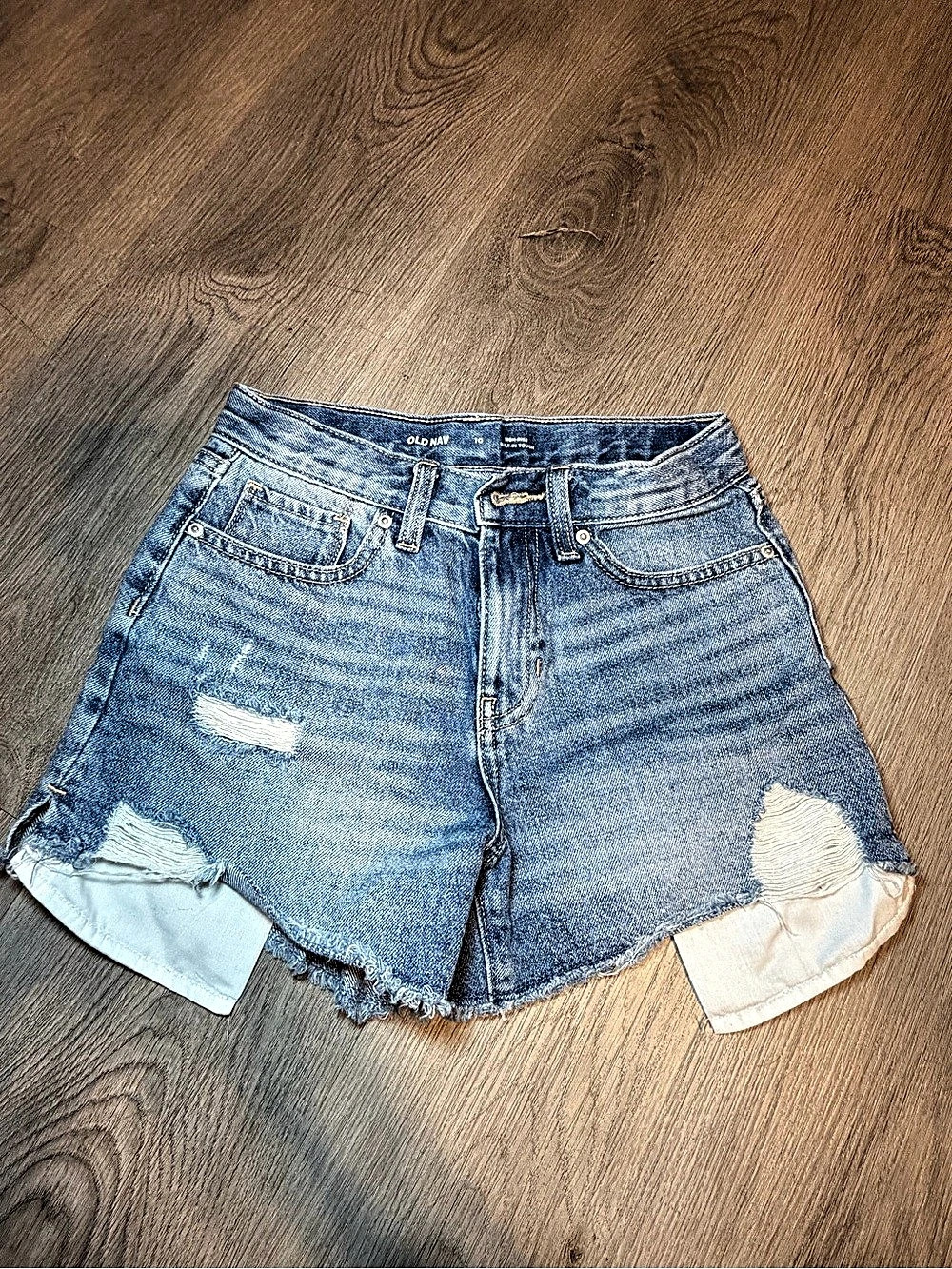 Old Navy High-Rise Built-In Tough Distressed Denim Cutoff Shorts Distressed